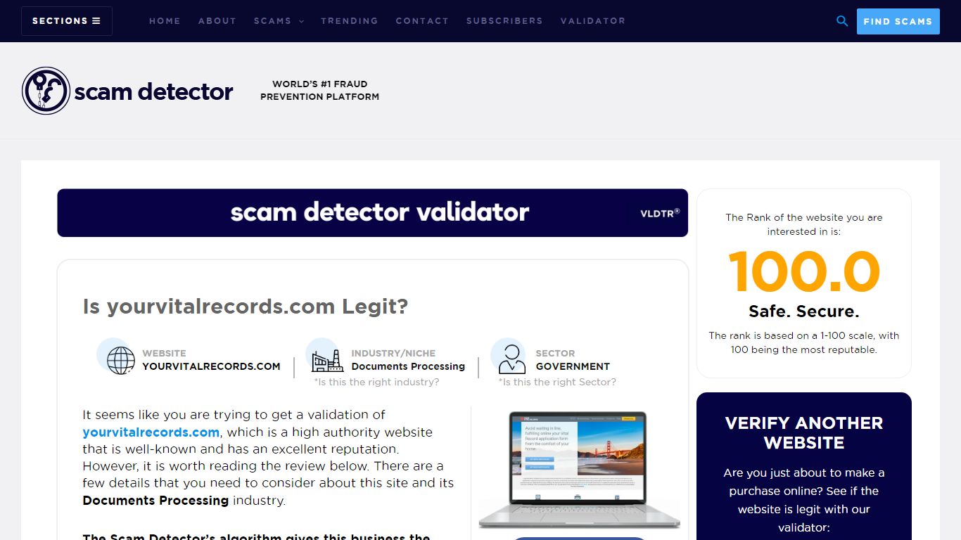 yourvitalrecords.com Review - Scam Detector